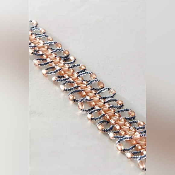 Free People, Fleurie Choker Necklace, Blue/Peach - NEW!! - Picture 2 of 6